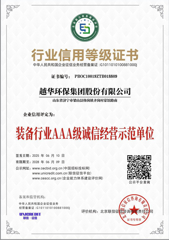 行業(yè)信用等級證書